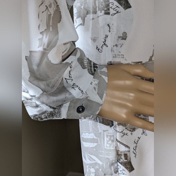 N.Y.C. Inspired Long Sleeve Gray and White Button Up - Picture 6 of 12